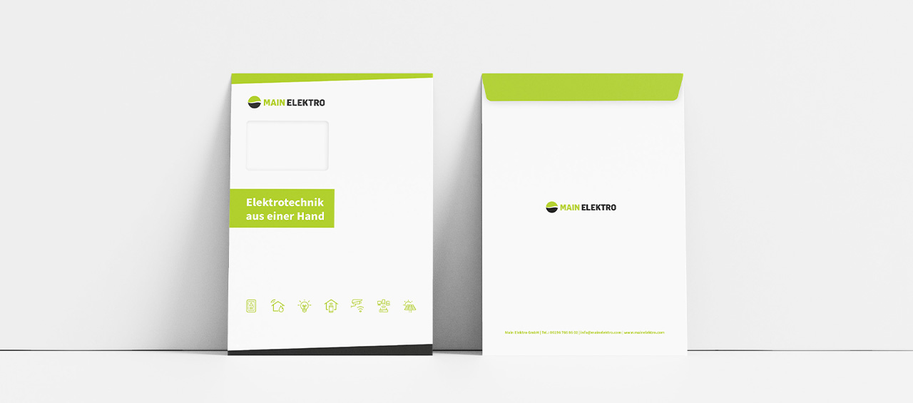 Klare Linien || Portfolio || Main Elektro GmbH || Briefumschlag